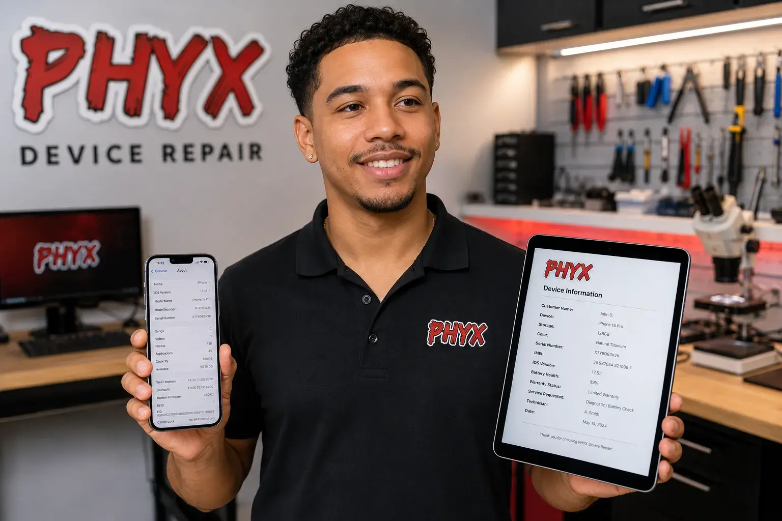 PHYX Repair Shop Device Showcase