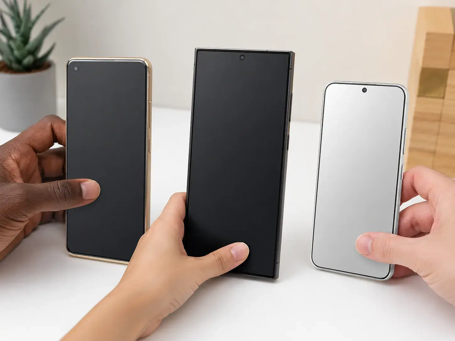 Three Phones Side-by-Side Comparison