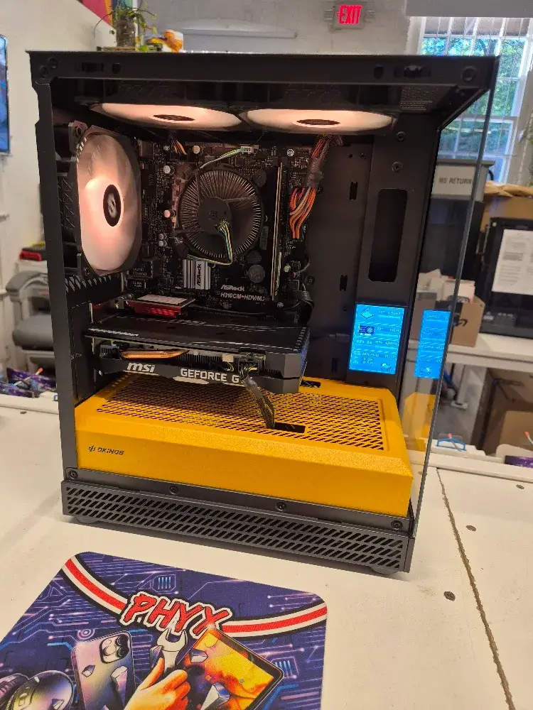 Okinos Aqua Uno yellow gaming PC, view 1 of 6