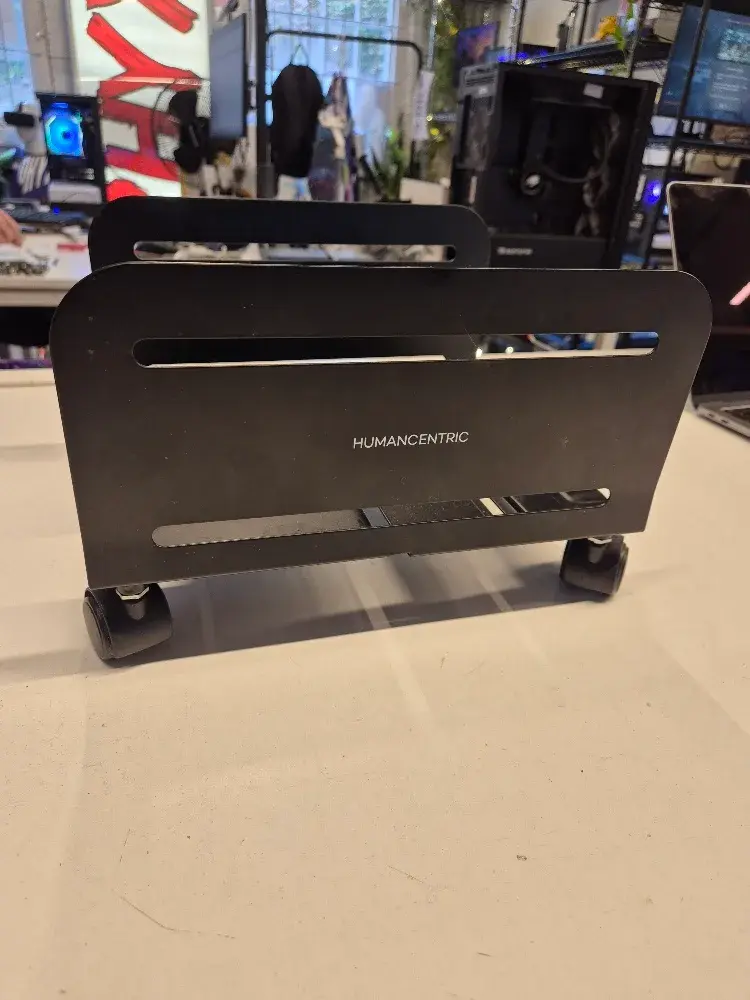 Humancentric computer case stand with wheels, view 1 of 7