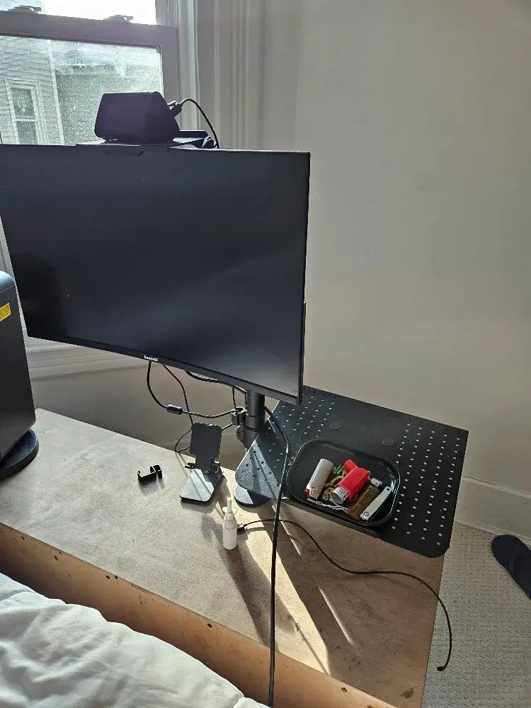WALI Single Monitor Desk Mount Stand with Laptop Tray Black