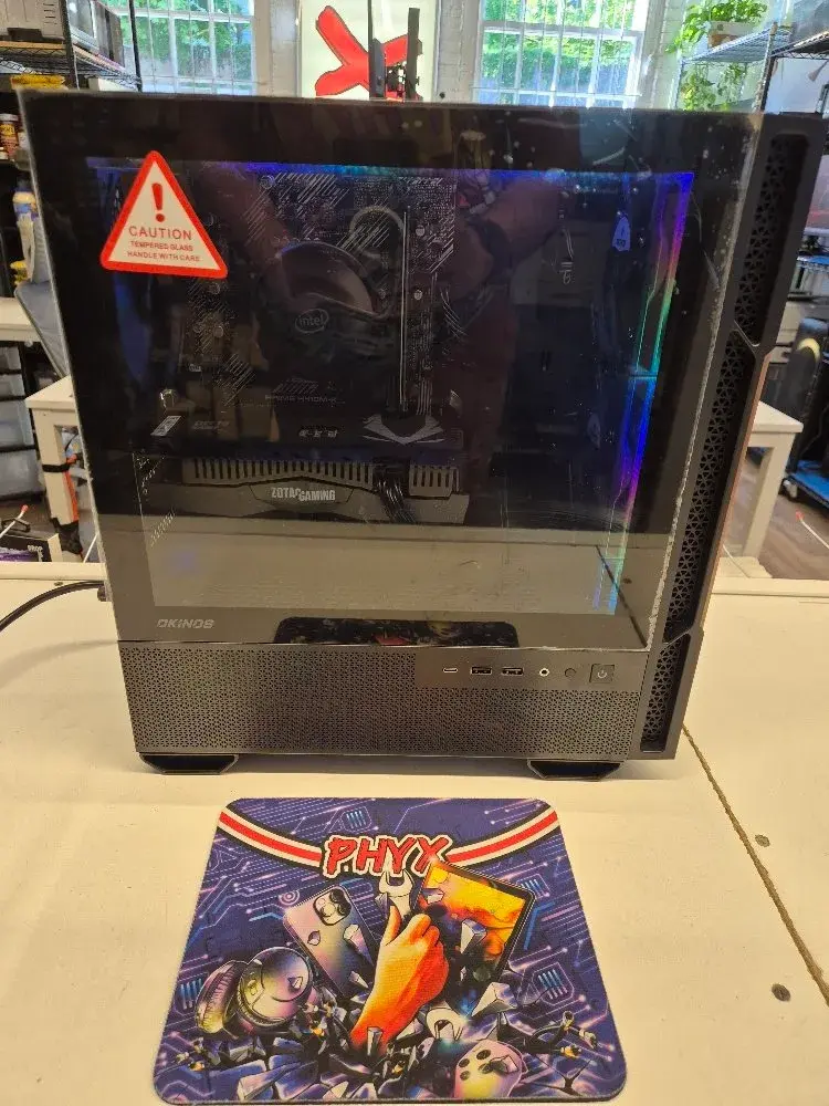 Okinos Mini Gaming PC - Wood : 3.1 Intel i5-10500, ASUS Prime H410M-K Motherboard, GTX 1660 Super 6GB, 16GB RAM, 500GB SSD + 2TB HDD, Wi-Fi 6 + BT 5 79 FPS FurMark