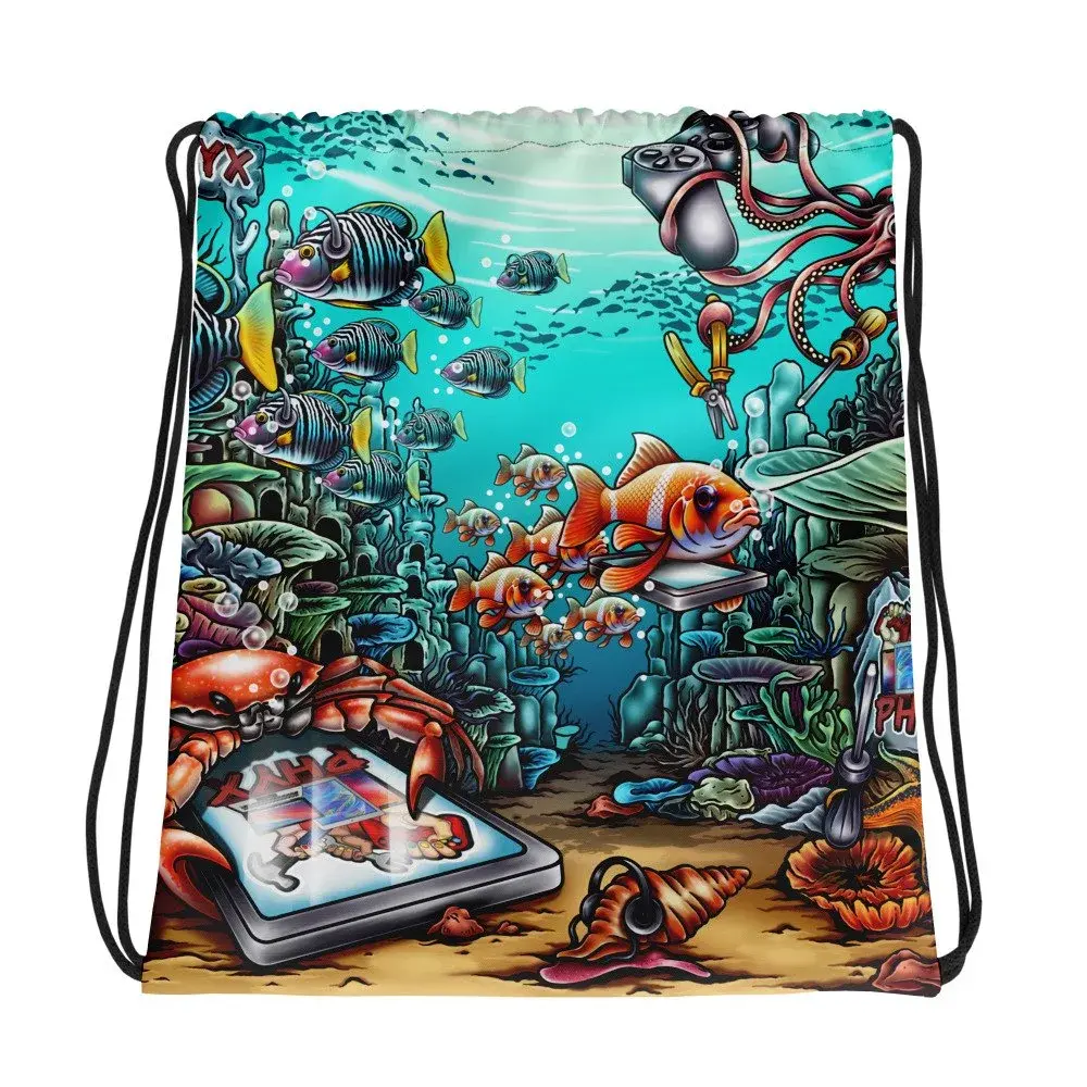 All-Over Print Drawstring Bag (White / 15″×17″) SUMMER 2024