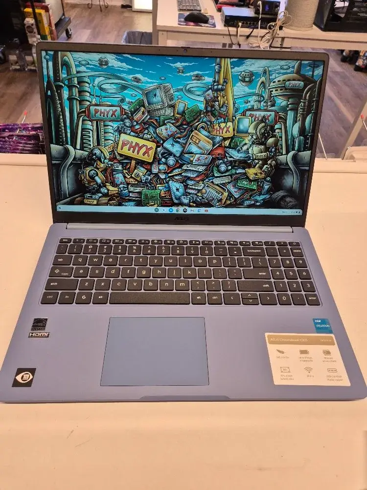 ASUS Chromebook CX15 Laptop, 15.6" FHD Anti-Glare Display, Intel Celeron N4500 Processor, 128GB Storage, 4GB RAM, ChromeOS, Blue, CX1505CKA T9NXSK00E309377