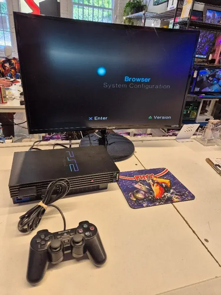 PlayStation 2 PS2 Fat SCPH-50001/N SN F21079934 W/ DualShock 2 Controller + 128GB Memory Card + HDMI Adapter