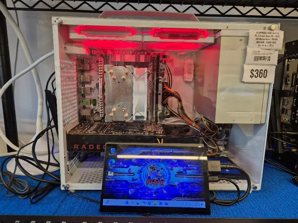 ALAMENGDA V500 Gaming PC: 3.5 Intel Xeon E5-1629, X99 Motherboard, RX480, 8GB RAM, 128GB SSD, Wi-Fi 6 + BT 5