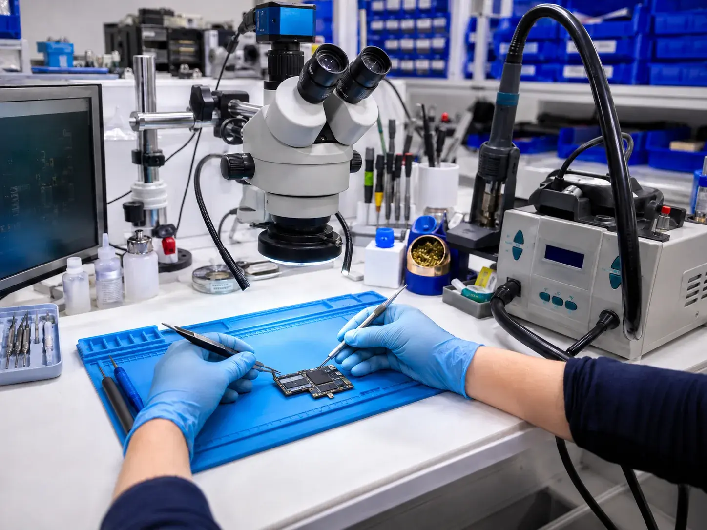 technician working on water-damaged Phone