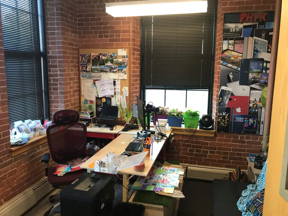 Room to grow — the PHYX workspace with the window light overhead